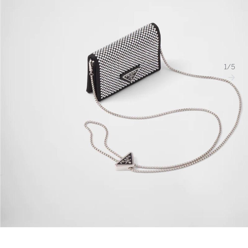 Prada, crystal embellished card holder with shoulder strap